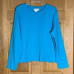 NWOT Coldwater Creek Blue Long Sleeve Crewneck Tee 100% Cotton